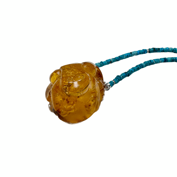 [Spring Tide] Frog – amber turquoise necklace - Image 2